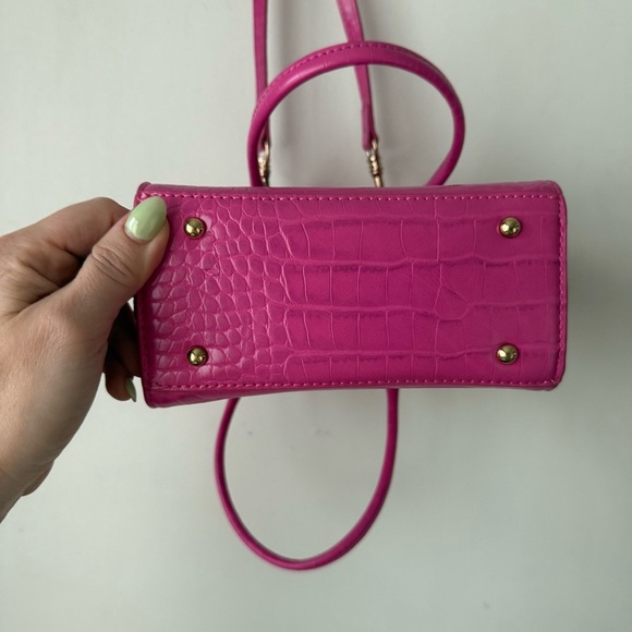 Poppy Lissiman Crikey BB Faux Croc Top Handle Mini Bag in Hot Pink - Picture 10 of 11